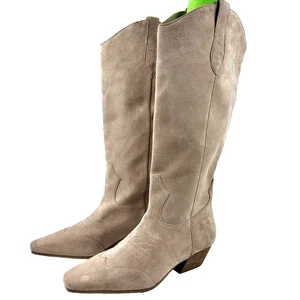 Steve Madden Women's Dollie knee high Tall Western Boots  Sand Suede Size 8.5M - Picture 1 of 16