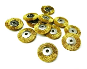 Brass Wire Wheel Brush Un-Mounted 1" Diameter Crimped Brass Bristle 12 Pcs - Picture 1 of 3