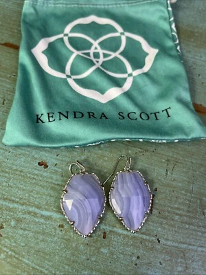 Kendra Scott Corley Rhodium Blue Lace Agate Earrings - Image 1 of 4