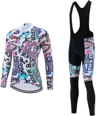 (Vendedor de EE. UU.) Conjunto de camisa de bicicleta de manga larga para mujer + juego de babero Foto 1 de 4