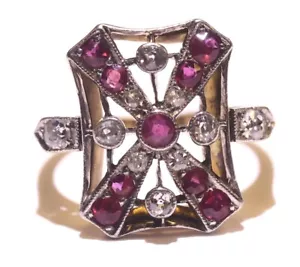 18K yellow gold Natural ruby Gemstone .46ct diamond ring 5.3g estate vintage - Picture 1 of 16