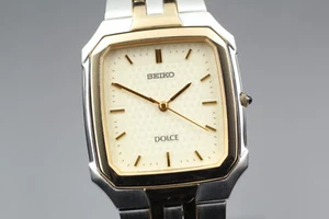 [MINT] Vintage SEIKO Dolce 8J41-5020 Quartz Rectangular Roman Men's From JAPAN - Picture 1 of 12