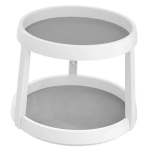 2-Tier 10-Inch Turntable Lazy Susan Spice Organizer, White/Gray - Picture 1 of 7