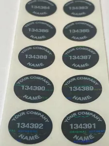250 CUSTOM PRINTED TAMPER EVIDENT BLACK TINT HOLOGRAM LABELS .65 INCH ROUND - Picture 1 of 2