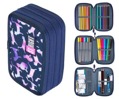 ST.RIGHT 3-FACH 47-teilig Mäppchen Federmappe Federtasche, COSMIC CATS PC05