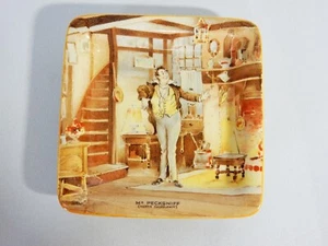 Antique Art Deco New Hall Hanley Pottery Mr Pecksniff Square Pin Dish Chuzzlewit - Imagen 1 de 4