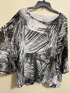 Blusa mujer db establecida 1962 talla 1X 3/4 manga acampanada negra blanca - Imagen 1 de 10