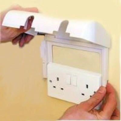Double Socket Protector Electric Plug Cover Baby Child Safety Box , UK Seller