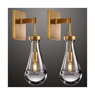 Dimmable Raindrop Sconces Brass Sconce Gold Wall Sconces Set of Two - Image 1 of 4