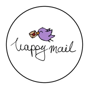 30 1.5" HAPPY MAIL ROUND STICKERS ENVELOPE SEALS FAVOR LABELS - Picture 1 of 1