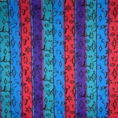 Insignia de dirección de tela con estampado occidental de colección rayas rojo púrpura verde azulado algodón 3 yardas x 45" Foto 1 de 4
