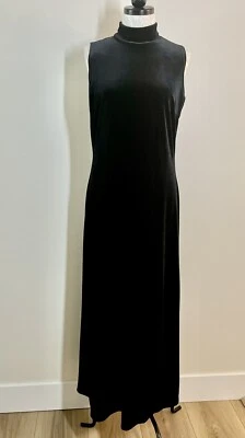 VTG Ronni Nicole Black Velvet Bodycon Maxi Aline Cocktail mock neck Dress Sz 14 - Image 1 of 4