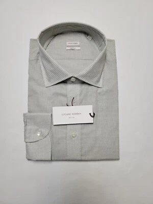 LUCIANO BARBERA Men's 2XL Light Green Check Light Weight Woven Long Sleeve Shirt - Image 1 of 4
