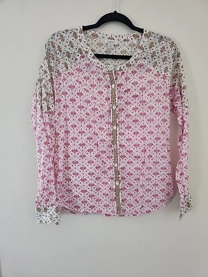 Womens Sundance Pink And Brown Aztec Long Sleeve Button Up Sz Small Foto 1 de 4