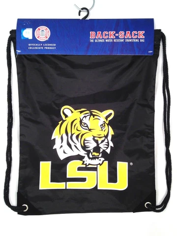 LSU Tigers String Backpack Book Bag Tote Back Pack Sack Water Resistant Licensed Cover