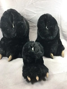Lazy One Black Bear Paw Family Of Slippers Sizes Xs,large,xl Mom Dad And Baby - Picture 1 of 7