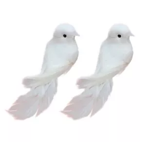 2Pcs Decorative Fake Doves Artificial Foam Feather White Birds with Magnet,Cr... - Picture 1 of 6