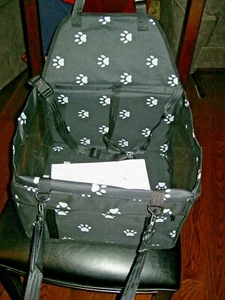 Deluxe Pet Seat Cover Bag for Dog - Car or SUV Paw Prints on Black NEW - Picture 1 of 9