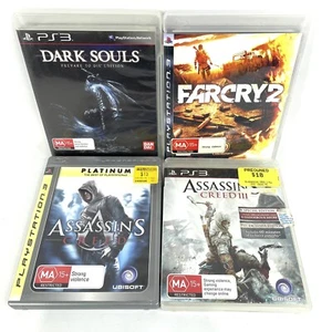 X4 Sony PS3 Playstation Game Bundle Assasins Creed III Dark Souls Far Cry 2 PAL - Picture 1 of 7