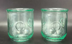 Juego de dos copas de vidrio reciclado auténticas de San Miguel azul verde estilo vintage - Imagen 1 de 10