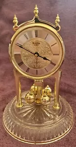 Vintage Bulova Clock 9" With Genuine Lead Crystal Base Made in Germany New. - Picture 1 of 11