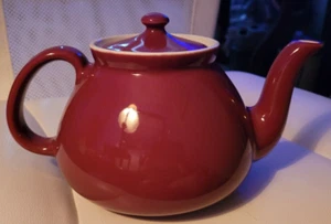 Vintage Hall Teapot with Lid Maroon Burgandy English Tea Party Collectible Nice - Picture 1 of 11