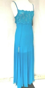 Vestido largo transparente de encaje azul S hermoso corte vendedor del Reino Unido turquesa 8 10  - Imagen 1 de 6
