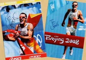 Jan FRODENO (2)  2 TOP - AK Bilder - Print Copys + Signierte TRIATHLON - AK - Bild 1 von 1