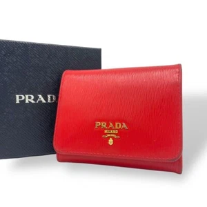 Prada Foldable wallet in Saffiano leather, Vittelo Move red - Picture 1 of 11