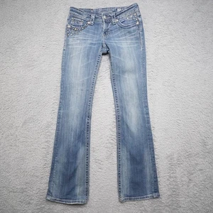 Miss Me Jeans Damen 25 blau Boot Cut verzierte Pattentaschen Denim - Bild 1 von 13