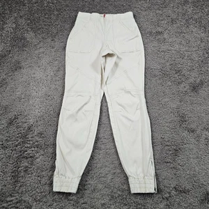 Spanx Pants Womens Medium M Off White Twill Jogger Stretch Mid Rise 20319R 26x29 - Picture 1 of 11