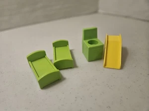 Lot of 4 Vintage Fisher-Price Little People Furniture Chairs Bed Slide - Picture 1 of 3