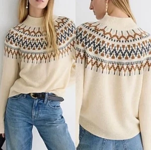 J. Crew Women's Nordic Fair Isle Heritage Sweater Size XL Lamb Wool Blend Preppy - Picture 1 of 17