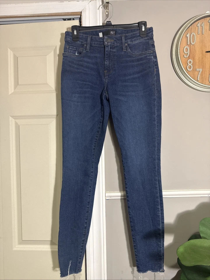 "Tobillo desgastado lavado medio/oscuro Kut From The Kloth para mujer talla 4 29"" entrepierna" Foto 1 de 4