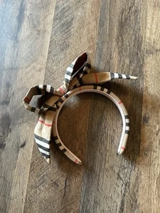 BURBERRY Kids Icon Stripe Bow Detail Headband Nova Check - Picture 1 of 4