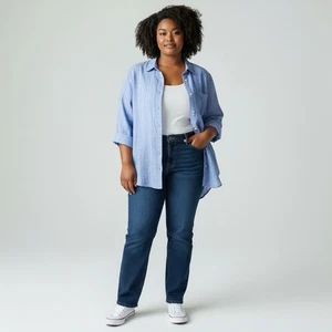 Chico’s Damen bügelfreies Leinenhemd mit Knöpfen 3/4 Arm blau Gr. 4 (XXL) 20 - Bild 1 von 7