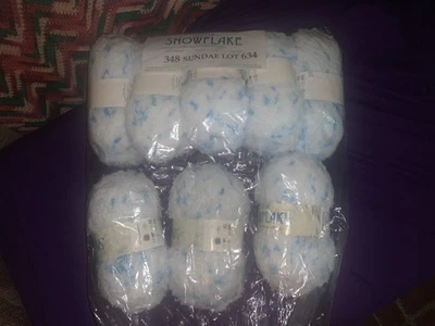 8 skein Yarn-SIRDAR Snowfake white blue confetti soft light chunky fluffy 14 ozs - Image 1 of 4