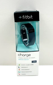 Fitbit Charge Wireless Activity Blue Wristband FB404 Large 2014 Brand New - Picture 1 of 8