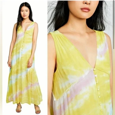 Maxi Vestido Young Fabulous & Broke Raquel Ralladura Ondulada Lavado Tie Dye Talla M Boho Foto 1 de 4