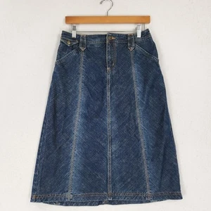 Eddie Bauer Skirt Womens 4 Blue Denim Vintage A Line Midi Cotton Classic Jean - Picture 1 of 10