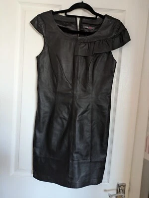 Black Real Leather Love Label Dress Size 10 - Image 1 of 4