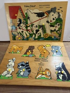 Rompecabezas de madera Fisher-Price Animal Friends de colección 8 piezas n.º 519 y 10 piezas 2713 perro - Imagen 1 de 8