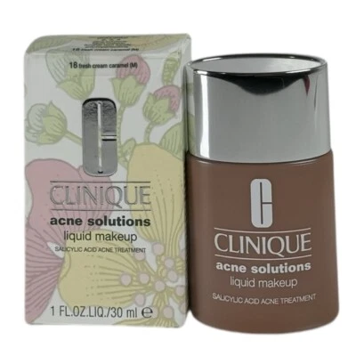 Clinique Acne Solutions Liquid Foundation Makeup 18 Fresh Cream Caramel 24 Hour - Image 1 of 4