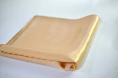 Men Men's 100% Silk Champagne Gold Handmade Pocket Square Hanky Handkerchief - Image 1 of 3