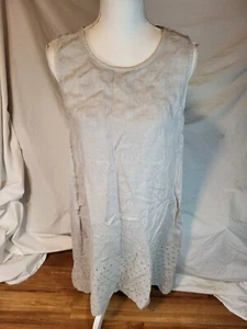 Terzo Millennio Drop Waist Dress Womens Small Gray Sleeveless Eyelet Embroidered - Picture 1 of 6
