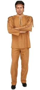 Indian Brave Warrior Native American Man Fancy Dress Up Halloween Adult Costume - Picture 1 of 6