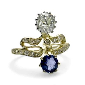 JUGENDSTIL DIAMANT SAPHIR GOLD RING UM 1900 ANTIK - Bild 1 von 7