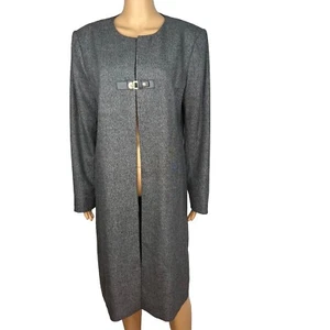 Calvin Klein Polyester Rayon Spandex Blazer Size 10 Gray Collarless Mid Length - Picture 1 of 9