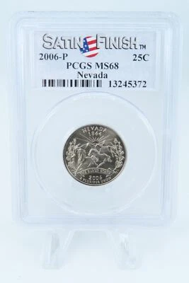 2006-P PCGS SP68 Nevada Satin Finish State Quarter 25C - Image 1 of 2