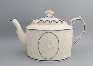 Castleford Style Georgian Oval Feldspathic White Stoneware Teapot Tea pot No 20 - Picture 1 of 24